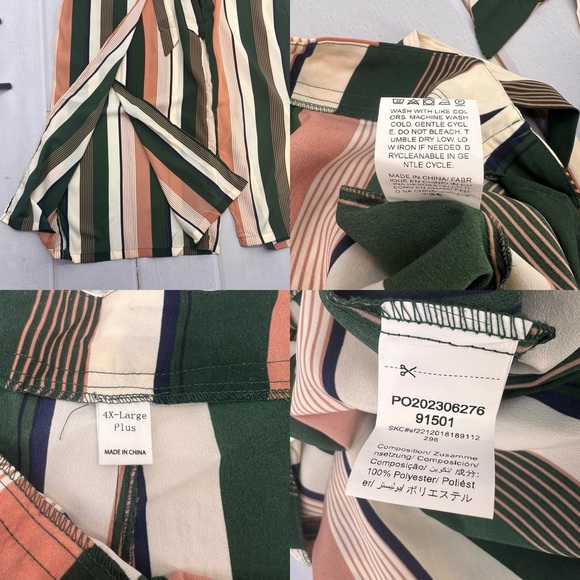 NWOT  Women's Plus Size Printed Drawstring Waist Split Side Wide Leg Pants - Picture 16 of 17